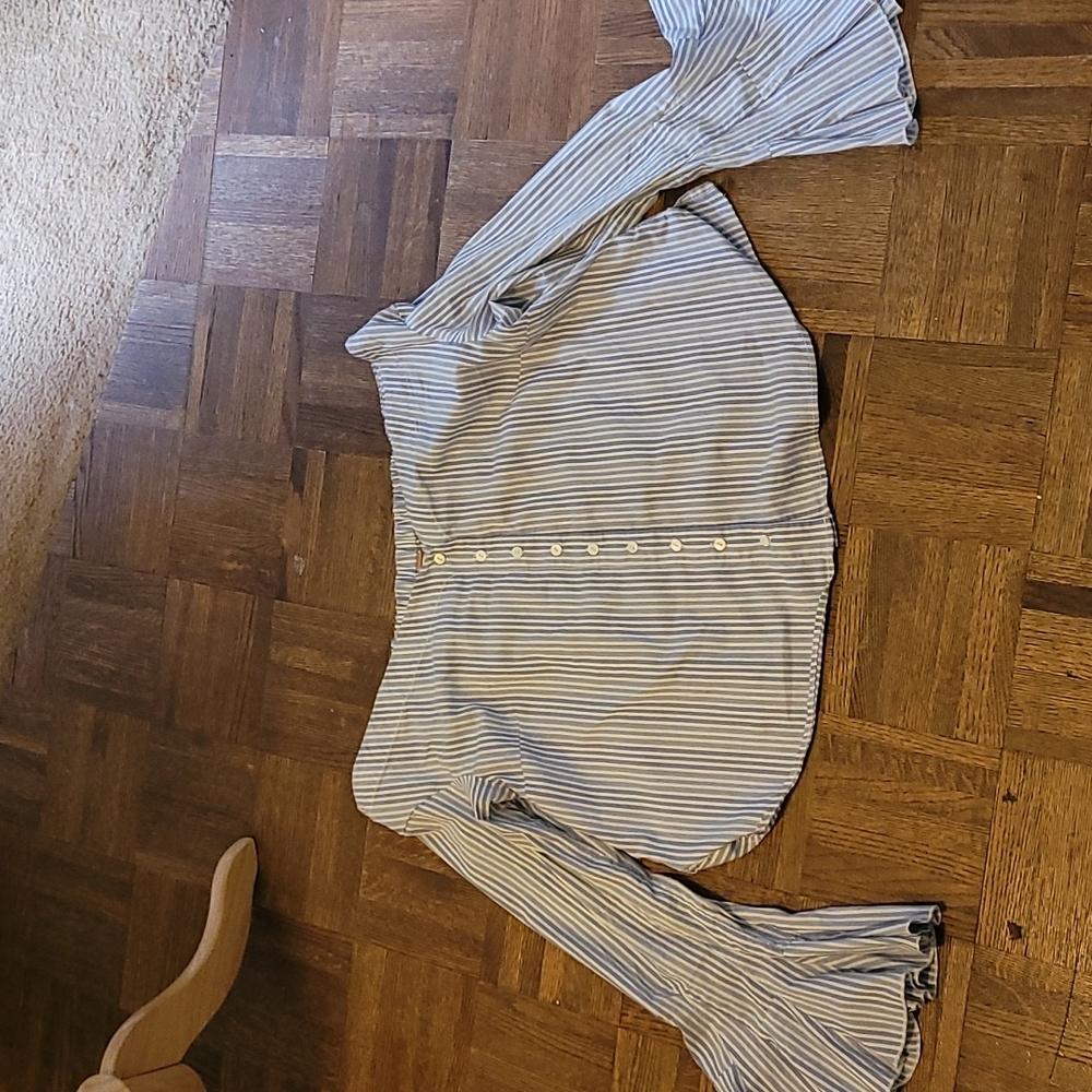 Free People blue & white stripe off the shoulder blouse.